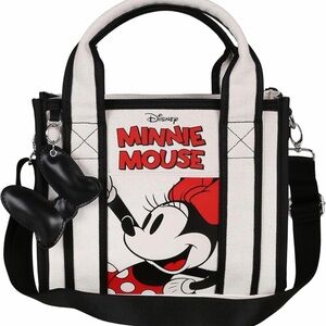 Disney Minnie Mouse black and white canvas satchel